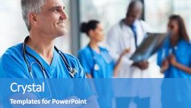  Presentation with healthcare - Colorful presentation enhanced with healthcare - portrait of confident senior medical backdrop and a teal colored foreground