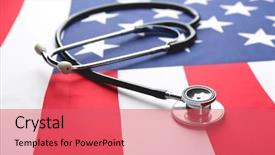  Presentation with american flag and eagle - Slide deck featuring healthcare - stethoscope on american national flag background and a coral colored foreground