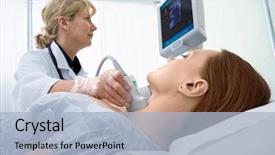  Presentation with thyroid - Presentation with healthcare - woman getting ultrasound background and a light blue colored foreground