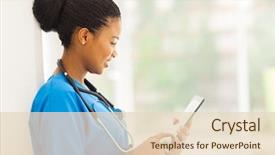  Presentation with medical worker - Theme consisting of healthcare - young happy african american medical background and a lemonade colored foreground