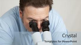  Presentation with scientific - Cool new slide deck with healthcare ages - casually dressed man looking backdrop and a  colored foreground