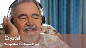  Presentation with nursing - Presentation theme enhanced with healthcare ages - close up of senior man background and a  colored foreground