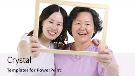  Presentation with senior asian - Slides featuring healthcare ages - portrait of asian senior mother background and a lemonade colored foreground