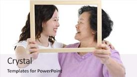  Presentation with senior asian - Amazing presentation theme having healthcare ages - portrait of asian senior mother backdrop and a lemonade colored foreground