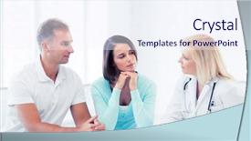  Presentation with patients - PPT theme having healthcare and medical concept - doctor background and a sky blue colored foreground