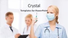  Presentation with mask nurse - Beautiful PPT theme featuring healthcare and medical concept - female backdrop and a sky blue colored foreground