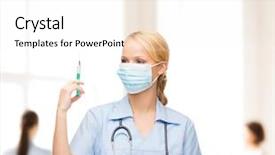  Presentation with mask nurse - Cool new PPT layouts with healthcare and medical concept - female backdrop and a white colored foreground