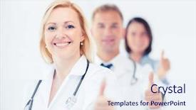  Presentation with medical concept - PPT theme featuring healthcare and medical concept - team background and a sky blue colored foreground