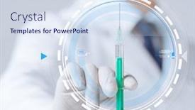  Presentation with virtual hand - Presentation design with healthcare-and-medical-concept-close background and a sky blue colored foreground