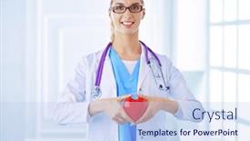  Presentation with heart medical - Slide set featuring healthcare-and-medical-concept-female background and a light blue colored foreground