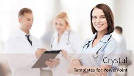  Presentation with medical concept - Colorful presentation design enhanced with healthcare-and-medical-concept-young backdrop and a soft green colored foreground