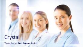  Presentation with medical concept - Slide deck having healthcare and medicine concept - female background and a sky blue colored foreground