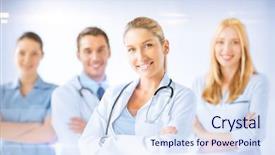  Presentation with medical concept - Beautiful PPT theme featuring healthcare and medicine concept - female backdrop and a sky blue colored foreground