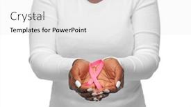  Presentation with pink ribbon hands - Amazing PPT layouts having healthcare-and-medicine-concept-hands backdrop and a white colored foreground