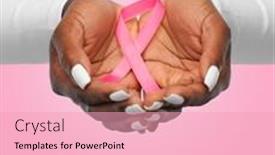  Presentation with pink ribbon hands - Cool new slide set with healthcare-and-medicine-concept-hands backdrop and a lemonade colored foreground