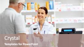  Presentation with apothecary - Colorful presentation design enhanced with healthcare and people concept - apothecary backdrop and a coral colored foreground