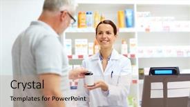  Presentation with apothecary - PPT theme having healthcare and people concept - apothecary background and a coral colored foreground