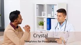  Presentation with healthcare patient technology - Presentation with healthcare and technology concept - doctor background and a  colored foreground