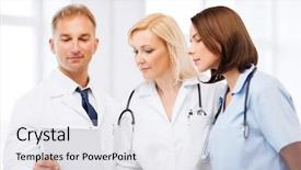  Presentation with healthcare technology - Audience pleasing presentation design consisting of healthcare and technology concept - doctors backdrop and a  colored foreground