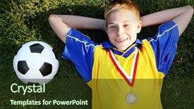  Presentation with soccer formation - PPT layouts consisting of healthcare award - boy with soccer ball background and a  colored foreground
