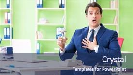  Presentation with working - PPT theme with healthcare award - disabled businessman working background and a  colored foreground