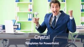  Presentation with working - Cool new slide deck with healthcare award - disabled businessman working backdrop and a navy blue colored foreground