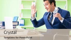  Presentation with working - PPT theme enhanced with healthcare award - disabled businessman working background and a soft green colored foreground