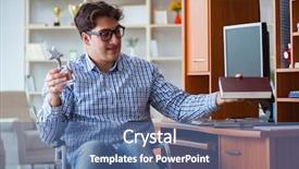  Presentation with award - Presentation theme featuring healthcare award - disabled student studying at home background and a  colored foreground