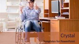  Presentation with disability disabled signs rendering 3d - Colorful slide deck enhanced with healthcare award - disabled student studying at home backdrop and a red colored foreground