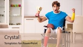  Presentation with injury - Cool new presentation with healthcare award - injured man recovering from his backdrop and a soft green colored foreground