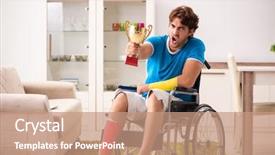 Presentation with injury - Colorful presentation theme enhanced with healthcare award - injured man recovering from his backdrop and a coral colored foreground