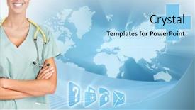  Presentation with scientific research - Presentation theme consisting of health insurance cards - healthcare banner card global scientific background and a light blue colored foreground