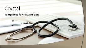  Presentation with healthcare - Amazing PPT theme having healthcare business - stethoscope on desk backdrop and a cream colored foreground