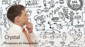  Presentation with inventor - Presentation theme featuring healthcare business development - crazy inventor photo compilation photo background and a lemonade colored foreground