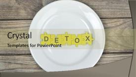  Presentation with white plate - Presentation theme enhanced with healthcare business development - detox word on white plate background and a  colored foreground