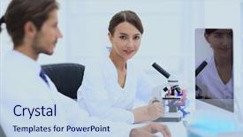  Presentation with lab test - Cool new theme with healthcare business development - lab expert working backdrop and a  colored foreground