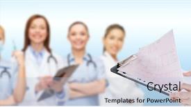  Presentation with cardiology concept - Presentation with healthcare cardiology people and medicine background and a  colored foreground