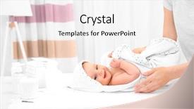 Presentation with baby bath - PPT layouts featuring healthcare change - mother and her little baby background and a white colored foreground