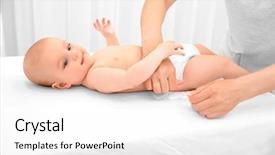  Presentation with diaper - Colorful slide set enhanced with healthcare change - mother changing diaper to little backdrop and a white colored foreground