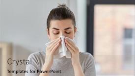  Presentation with tissue paper - Beautiful PPT theme featuring healthcare-cold-allergy-and-people backdrop and a coral colored foreground