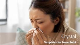  Presentation with tissue paper - Amazing PPT theme having healthcare-cold-and-people-concept backdrop and a coral colored foreground