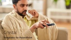  Presentation with tissue paper - PPT theme featuring healthcare-cold-hygiene-and-people background and a coral colored foreground