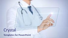  Presentation with virtual hand - Colorful presentation theme enhanced with healthcare communication - close up of male hand backdrop and a sky blue colored foreground