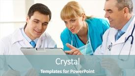  Presentation with healthcare communication - Presentation theme with healthcare communication - photo of aged physician pointing background and a seafoam green colored foreground