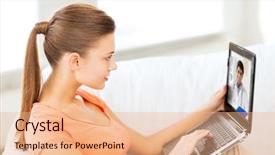  Presentation with healthcare patient technology - Presentation theme featuring healthcare concept - woman or patient background and a  colored foreground