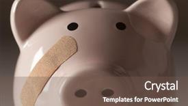  Presentation with piggy bank - Slides having healthcare cost - piggy bank with bandage background and a tawny brown colored foreground