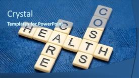 Presentation with health wellbeing - PPT theme having healthcare-costs-crossword-in-ivory background and a ocean colored foreground