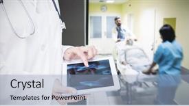  Presentation with digital healthcare - Presentation design featuring healthcare digital - doctor looking at xray background and a light blue colored foreground