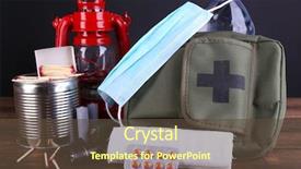  Presentation with emergency - Cool new presentation theme with healthcare disaster - emergency preparation equipment on wooden backdrop and a tawny brown colored foreground