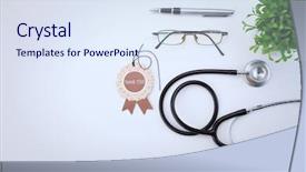  Presentation with thank you - Presentation design consisting of healthcare disaster - thank you message with stethoscope background and a sky blue colored foreground